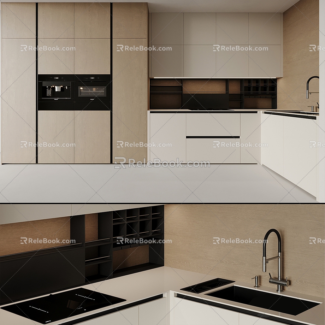 Modern open kitchen 3d model