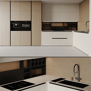 Modern open kitchen 3d model