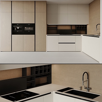 Modern open kitchen 3d model