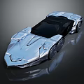 Silver Futuristic Sports Car With Sleek Body Black Roof And Metallic Finish