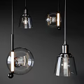 Modern Glass Pendant Lights With Transparent Shades And Metal Accents