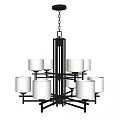 Modern Chandelier Design With Multiple White Shades And Metal Frame Structure 3d model