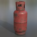 Red Old Rusty Gas Cylinder With Worn Surface And Metal Valve
