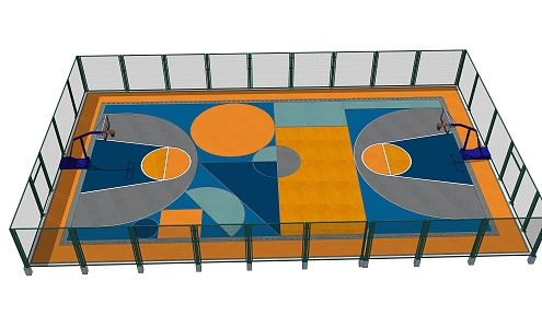 modern basketball court 3d model