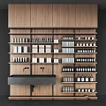 Modern Wooden Bathroom Vanity Cabinet With Multi-layer Shelves Sink And Storage Jars
