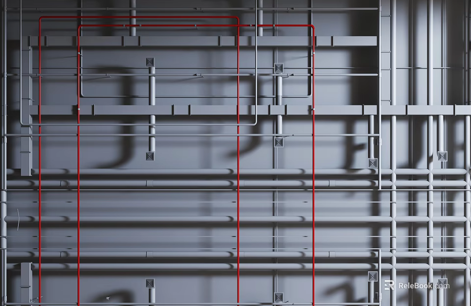 Metal Ceiling Framework Structure With Support Beams And Installation Components 3d model 