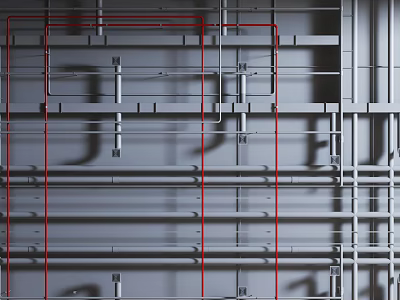 Metal Ceiling Framework Structure With Support Beams And Installation Components 3d model
