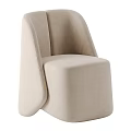 Modern Beige Velvet Single Sofa With Curved Armrest And Streamlined Design