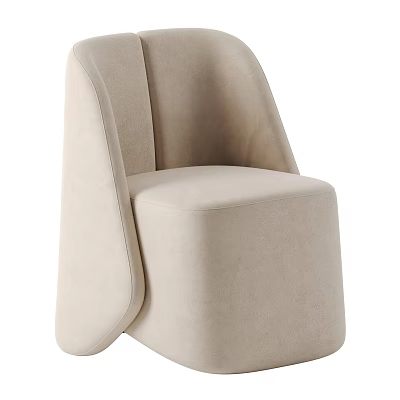 Modern Beige Velvet Single Sofa With Curved Armrest And Streamlined Design 3d model