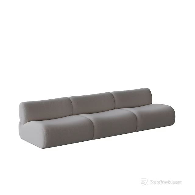 Modern Gray Sectional Sofa Upholstered With Sleek Modular Design And Comfortable Seating 3d model