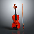 Classical Wooden Violin With Bow And Glossy Red Finish Musical Instrument