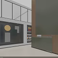 Modern Reception Area With Wooden Wall Panels Logo Desk Grid Pendant Light And Chairs