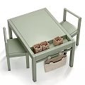 Green Kids Table and Chair Set With Wooden Toys Canvas Bag and Storage