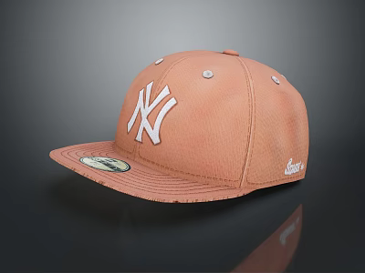 Stylish NY Logo Baseball Cap In Peach Color For Daily Wear 3d model