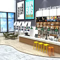 Modern Exhibition Hall Interior With Open Space Circular Display Stand Green Plants And Large Windows