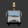 White Food Truck With Green Red Stripes And Pizza Slice On Top