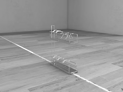 Sturdy Metal Kitchenware Rack For Organizing Cooking Tools On Wooden Floor 3d model