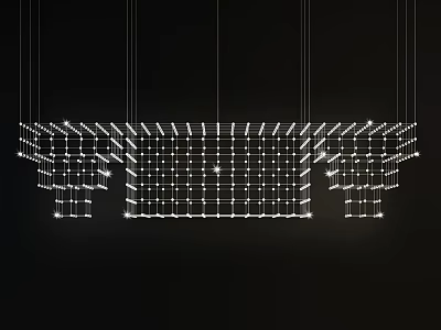 Modern Crystal Chandelier With Grid Structure And Illuminated LED Lighting Fixture 3d model