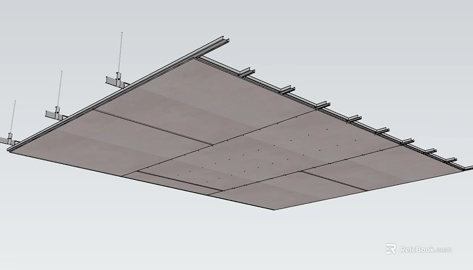 Modern Hotel Guest Room Ceiling Structure With Metal Brackets Installation 3d model