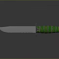 Tactical Weapon Knife With Metallic Blade And Green Striped Handle Design