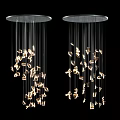 Modern Chandelier With Circular Base And Thin Wires Featuring Golden Sparkling Decorative Pieces