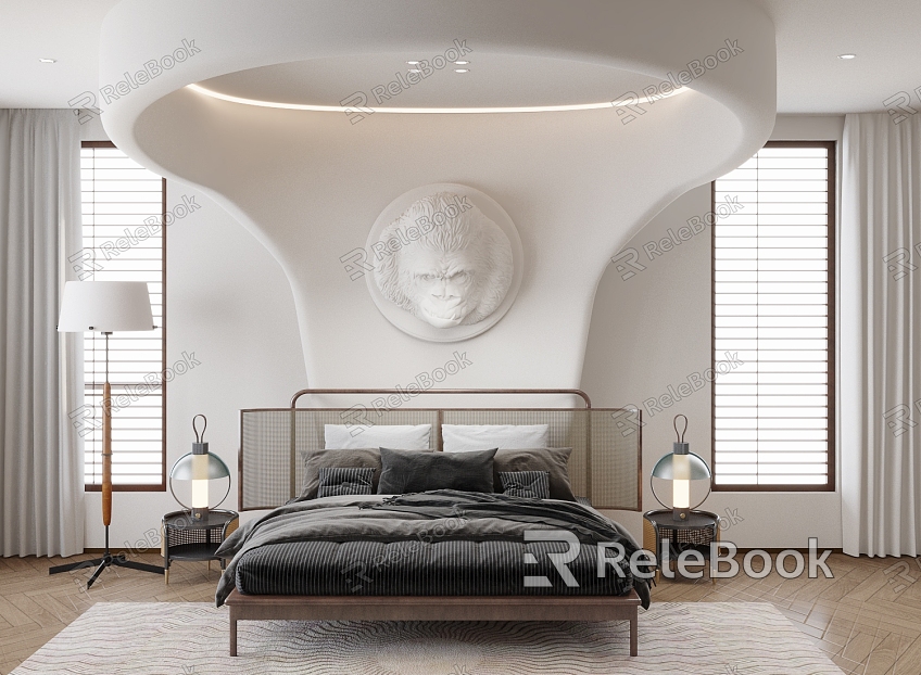 Middle Cream Bedroom Bed Silence model