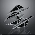 Advanced Spacecraft Starfighter With Geometric Wings White Black Design And Engine Details
