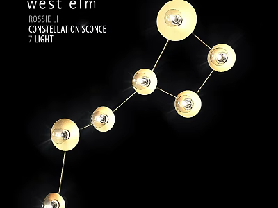 West Elm Rossie II Constellation 7 Light Gold Wall Sconce Design 3d model