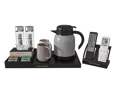 Modern Tea Set With Electric Kettle Thermal Mugs Mug Tray And Tea Bags 3d model