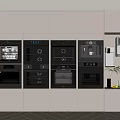 Modern Kitchen With Built In Multiple Appliances And Light Colored Cabinets 3d model