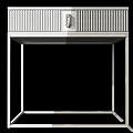 Modern Multi Color Cabinet Design With Gold Frame And Vertical Striped Details