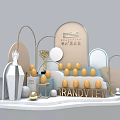 Commercial Display Equipment Featuring Brandy Vle Golden Eggs Arched Structures And Decorative Elements