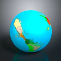 Shiny Blue Globe 3D Model With Vibrant Colored Continents On Dark Background