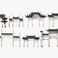 Chinese Traditional Paifang Archway Collection With Various Roof Structures And Styles