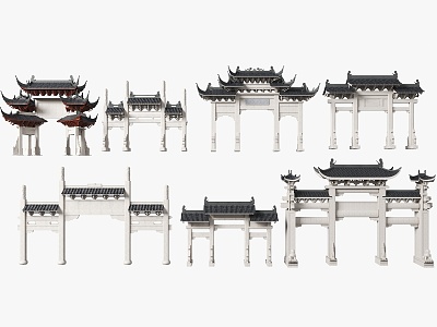 Chinese style archway ancient building archway ancient building stone gate ancient archway scenic spot gate antique entrance gate head old street archway ancient street entrance archway 3d model