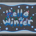 Hello Winter Themed Decor With Snowflakes Christmas Trees Ski Goggles On Gray Background