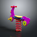 Colorful Spring Rocking Horse Commercial Equipment with Red Handles and Yellow Seats