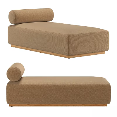 Stylish Beige Sofa Bench With Roll Cushion And Wooden Legs Design 3d model