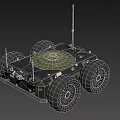 Military Robot Vehicle With Four Wheels Camouflage Design Circular Top And Antenna