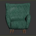 Teal Upholstered Armchair With Button Tufted Back And Brown Wooden Legs