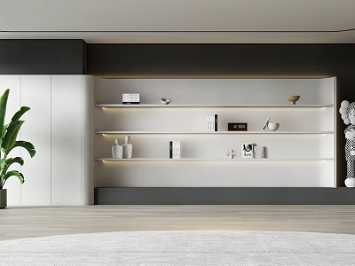 Modern Interior Display Shelves With Decorative Items Books Small Appliances And Lighting 3d model