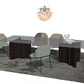 Modern Minotti Dining Table and Chair Combination 3d model
