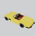 Yellow Classic Convertible Car With Red Interior Displayed From Multiple Angles