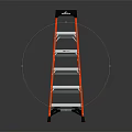 Red Metal Step Ladder with Black Top Stable Base and Safety Steps