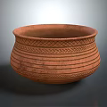 Traditional Clay Pot With Intricate Woven Patterns And Striped Design 3d model
