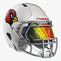 White Football Helmet Decorative Ornament Set With Red Bird Logo Riddell Brand Yellow Red Visor