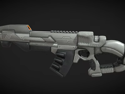 Futuristic Sci Fi Weapon Design With Metallic Gray Body Scope And Magazine Features 3d model