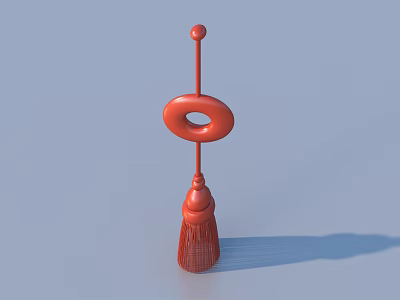 Red Decorative Household Item With Circular Ring And Tassel Design For Home Use 3d model