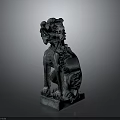 Traditional Chinese Stone Lion Statue as Mythical Guardian With Intricate Carvings and Sitting Posture