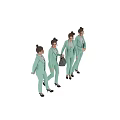 Woman in Light Green Suit Set With Handbag And Different Poses In High Heels